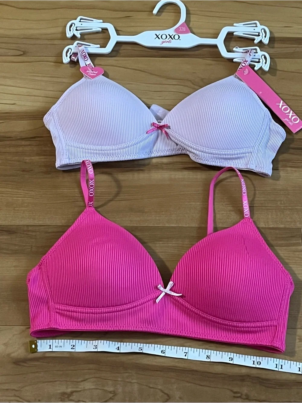 XOXO Girls 2-Pack Ribbed Bras Pink & Lavender NWT 32B